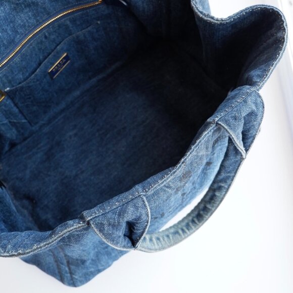 Authentic Preowned Prada Navy Denim Canapa Tote Bag - Picture 8 of 16